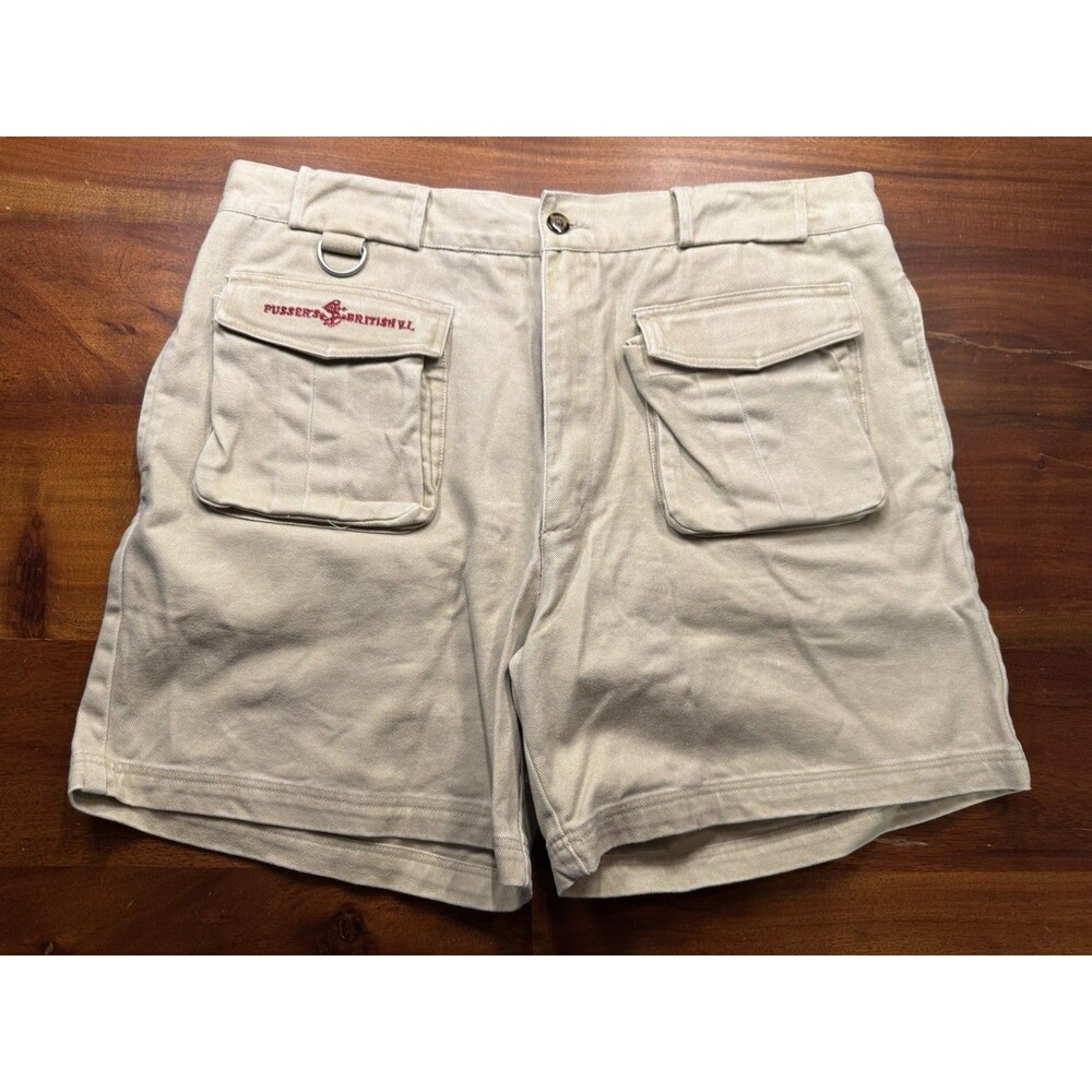 Vintage Pussers Island Wear Cargo Shorts Mens Sz 40 Tan Cotton British VI Safari